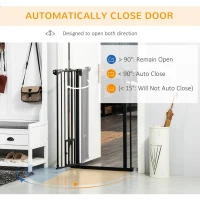 PawHut Extra Tall Pet Gate, Indoor Dog Safety Gate, with Cat Flap, Auto Close, 74-101cm Wide - Black(m-5)
