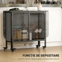 HOMCOM Masă de dining pliabilă pentru maximum 6 persoane, cu raft, din lemn și metal, 130x80x74 cm, gri(m-5)