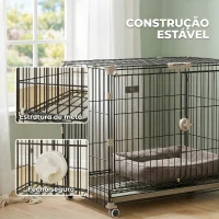 PawHut Jaula para Cães Dobrável com Rodas, Bandeja Extraível, Porta Deslizante e Teto Rebatível, 75,5x46x64,5 cm, Preto(m-5)
