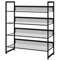 HOMCOM Pantofar Suport pentru pantofi, 4 polițe, 72 cm x 30 cm x 82,7 cm, Negru(m-1)