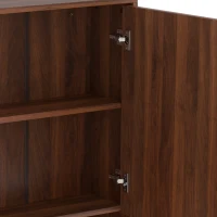 HOMCOM Bathroom Mirror Cabinet, Wall-Mounted Bathroom Cabinet with Mirror Door, Adjustable Shelves, Walnut Brown(m-11)