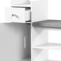 HOMCOM Banco para Zapatos con Cajón y Armario, Banco de Almacenamiento con Cojín, Estilo Nórdico, 90x29,8x67,8cm, Blanco y Gris(m-6)