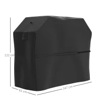 Outsunny BBQ Cover for Rectangular Gas Grill, 600D UPF30+ Oxford Fabric Barbecue Cover for Waterproof Protection Rip-Proof, with Windproof Hook and Loop Fasteners, Vents, 147 x 61 x 122 cm, Black(m-3)