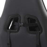 HOMCOM Cadeira Gamer Ergonômica com Almofada Lombar Massageadora Cadeira Gamer Reclinável em Couro Sintético Preto(m-9)