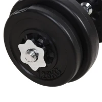 HOMCOM Dumbbell and Barbell Set with 65kg Adjustable Barbell Weights Set, for Home Gym - Black(m-9)