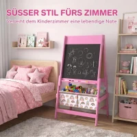 AIYAPLAY 3-in-1 Kindertafel, doppelseitige Kinder Staffelei mit Ablage Aufbewahrungskörben Kreidetafel Whiteboard Papierrolle(m-7)