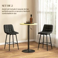 HOMCOM Set 2 Scaune de Bucătărie Stil Nordic din Material Textil cu Efect de Catifea și Metal, 45x47x84 cm, Negru(m-4)