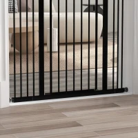 PawHut Pressure Fit Dog Stair Gate No Drilling Safety Gate Auto Close for Doorways, Hallways, 74-100cm Adjustable, 94cm Tall, Black(m-9)