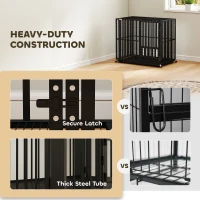 PawHut Heavy Duty Dog Crate, Dog Cage with Wheels for Small Medium Breeds, Metal Pet Kennel with Removable Tray(m-4)