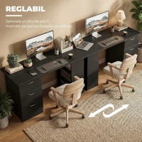 HOMCOM Birou PC cu 3 Rafturi și 3 Sertare pentru Cameră și Birou, din Lemn MDF, 120x49x72 cm, Negru(m-6)