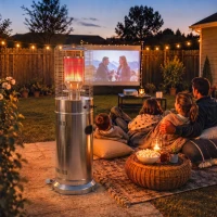 Outsunny Gas Patio Heater, 13 kW Stainless Steel Portable Propane Outdoor Heater with Pulse Ignition, Tip-over Protection, Silver(m-8)
