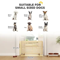 PawHut Freestanding Pet Gate, Portable Dog Barrier Gate with Feet for Small Breeds, 75 x 53 cm, Natural Wood(m-3)