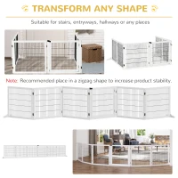PawHut Wooden Pet Gate, Freestanding Dog Safety Barrier, w/ 2 Support Feet, White(m-5)