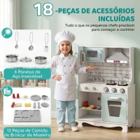 AIYAPLAY Cozinha de Madeira com Luzes e Sons, Exaustor, Dispensador de Água, Máquina de Café, Frigorífico e Forno(m-10)