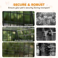 PawHut 35"(90 cm) Car Dog Crate Medium Large Collapsible Slanted Travel Dog Cage with Tray for Car Boot(m-7)