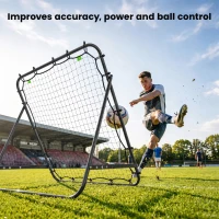HOMCOM Adjustable Rebounder Net Kickback Target Goal for Teens Adults Training, Black(m-6)