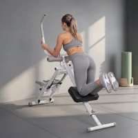 SPORTNOW 2-in-1 Ab Machine and Stair Stepper, Foldable Ab Trainer and Climbing Machine with LCD Monitor for Home Gym, White(m-2)