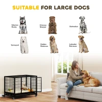 PawHut 36" Heavy Duty Metal Dog Crate Pet Cage with Tray Wheeled Dog Kennel - Black (Medium)(m-7)
