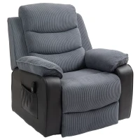 HOMCOM Riser Recliner Chair for Elderly, Electric Power Lift Recliner Armchair, Corduroy PU Leather Patchwork, Brown(m-15)