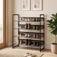 HOMCOM Pantofar Suport pentru pantofi, 4 polițe, 72 cm x 30 cm x 82,7 cm, Negru(m-2)