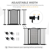 PawHut 74-105cm Pet Safety Gate Stair Barrier, with Auto Close, Double Locking - Black(m-6)