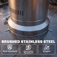 Outsunny Gas Patio Heater, 13 kW Stainless Steel Portable Propane Outdoor Heater with Pulse Ignition, Tip-over Protection, Silver(m-7)