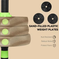 SPORTNOW 20 kg 3-in-1 Adjustable Dumbbell & Barbell Set with EZ Bar, Connecting Rod and Non-Slip Grip for Home Gym, Green(m-7)