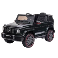 AIYAPLAY Coche Eléctrico Niños 12V Mercedes-AMG G63 Control Remoto 2 Motores Suspensión Trasera Arranque Suave Música Negro(m-1)