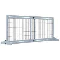 PawHut Freestanding Dog Gate, Foldable Pet Fence, Indoor Wood Barrier, Stair Gate with Support Feet, for Doorway, Hallway, Small and Medium Dogs, 69H x 104-180 cm, Blue-grey(m-1)
