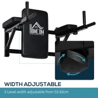 HOMCOM Wall Mounted Dip Station Knee Leg Raise Chin Up Pull Up Rack Home Gym Fitness Exercise Workout Bars New(m-5)