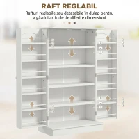 HOMCOM Dulap de bucătărie modern cu 12 rafturi pentru condimente pe uși, rafturi reglabile, 2 uși, 60x30x104 cm, alb(m-5)