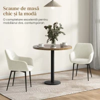 HOMCOM Set 2 Scaune de Dining Nordice Tapițate cu Brațe Curbate din Material Catifelat, 54x57x80 cm, Crem(m-7)