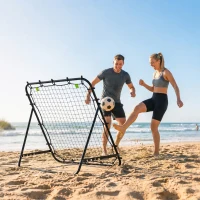 HOMCOM Adjustable Rebounder Net Kickback Target Goal for Teens Adults Training, Black(m-8)