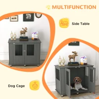 Dog Crate Table for Medium and Large Dogs with Magnetic Door for Indoor Use, 95 x 55 x 75 cm, Grey(m-5)