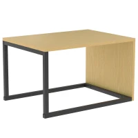 HOMCOM Set van 2 salontafels/bijzettafels, MDF, metaal, 90 x 48 x 42 cm / 59 x 42 x 36 cm, naturel hout + zwart(m-13)