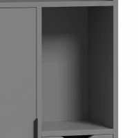 HOMCOM Mueble de baño, mueble de almacenamiento estrecho con 2 cajones, compartimentos abiertos, 50x25x100 cm, gris(m-9)
