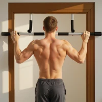 HOMCOM Doorway Pull up Bar, Door Frame Chin up Push up Bar for Home Gym Upper Body Workout, No Drilling or Screws, Grey(m-2)