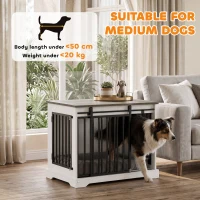 PawHut 80 cm Dog Crate Furniture with Sliding Barn Door for Medium Dogs, White(m-4)