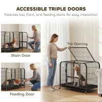 PawHut Heavy Duty Dog Crate,93 x 58 x 76 cm, Large Dog Cage for Small to Medium Breeds(m-5)