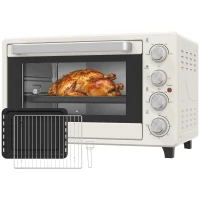 HOMCOM Cuptor electric de blat 32L 1600W cu 3 moduri de încălzire Temporizator Temperatura reglabilă 52,2x38,1x33,5 cm Crem(m-7)