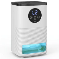HOMCOM Elektrischer Luftentfeuchter Klein RGB-Licht Leiser Raumentfeuchter 1,4 L Weiß(m-12)