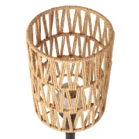 HOMCOM Boho vloerlamp 3-lichts met 3 planken, lampenkap van papieren touw, zwart(m-11)