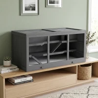 PawHut Jaula para hámster jaula para jerbos 2 niveles techo abatible ventanas caseta 2 escaleras, 115 x 57 x 55 cm, gris(m-2)