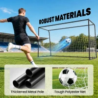 SPORTNOW Football Goal, 10 x 6.5ft Football Net with Ground Stakes and Metal Frame, Training Equipment for Indoor Outdoor Play(m-4)