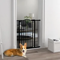 PawHut Metal Pet Safety Gate Dog Gate Folding Fence 74-87cm, Black(m-2)