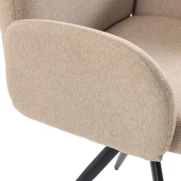 HOMCOM Swivel Accent Chair, Upholstered Linen-Look Armchair with Curved Backrest, Wrapped Armrests for Living Room, Light Brown(m-11)