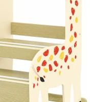 AIYAPLAY Wooden Kitchen Step Stool, Giraffe Step Stool with Guard Rail, Anti-Slip Feet, for Kitchen, Bedroom, Bathroom, Yellow(m-13)