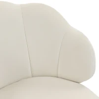 HOMCOM Chaise Bureau en Velours, Chaise Coiffeuse avec Dossier en Pétale, Hauteur Réglable, Fonction Bascule, Crème(m-11)