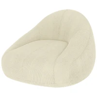 HOMCOM Banco Pufe para Adultos em Veludo Cotelê Recheado em Espuma Forma Envolvente Sem Montagem 114x121x60 cm Creme(m-11)