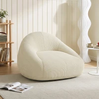 HOMCOM Banco Pufe para Adultos em Veludo Cotelê Recheado em Espuma Forma Envolvente Sem Montagem 114x121x60 cm Creme(m-10)
